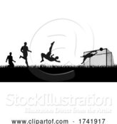 Vector Illustration of Soccer Football Players Silhouette Match Scene by AtStockIllustration