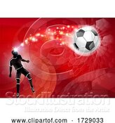 Vector Illustration of Soccer Silhouette Abstract Football Red Background by AtStockIllustration