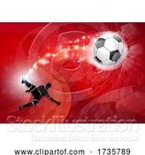 Vector Illustration of Soccer Silhouette Abstract Football Red Background by AtStockIllustration