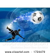 Vector Illustration of Soccer Silhouette Guy Abstract Football Background by AtStockIllustration