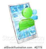 Vector Illustration of Social Networking Avatars over a 3d Cell Phone by AtStockIllustration