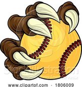 Vector Illustration of Softball Ball Claw Monster Animal Hand by AtStockIllustration