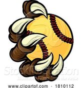 Vector Illustration of Softball Ball Claw Monster Animal Hand by AtStockIllustration