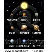 Vector Illustration of Solar System Planets 8 Bit Video Game Pixel Art by AtStockIllustration