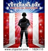 Vector Illustration of Soldier American Flag Veterans Day Design by AtStockIllustration