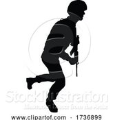 Vector Illustration of Soldier Detailed High Quality Silhouette by AtStockIllustration