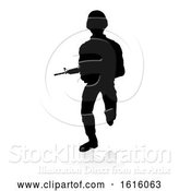 Vector Illustration of Soldier Detailed Silhouette, on a White Background by AtStockIllustration