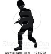 Vector Illustration of Soldier High Quality Silhouette by AtStockIllustration