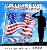 Vector Illustration of Soldier Saluting American Flag Veterans Day Design by AtStockIllustration