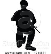 Vector Illustration of Soldier Silhouette by AtStockIllustration