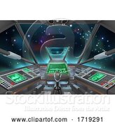 Vector Illustration of Spaceship Cockpit Space Ship Spacecraft Interior by AtStockIllustration