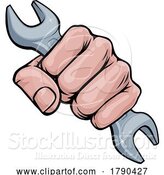 Vector Illustration of Spanner Wrench Fist Hand Comic Pop Art by AtStockIllustration