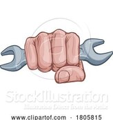 Vector Illustration of Spanner Wrench Fist Hand Comic Pop Art by AtStockIllustration