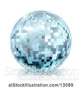 Vector Illustration of Sparkly Blue Disco Mirror Ball, on a Shaded White Background by AtStockIllustration