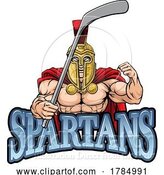 Vector Illustration of Spartan Guy Ice Hockey Sports Team Mascot by AtStockIllustration