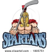 Vector Illustration of Spartan Guy Ice Hockey Sports Team Mascot by AtStockIllustration