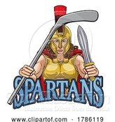 Vector Illustration of Spartan Lady Ice Hockey Sports Team Mascot by AtStockIllustration