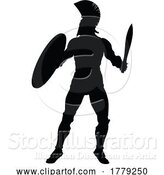 Vector Illustration of Spartan Silhouette Gladiator Trojan Greek Warrior by AtStockIllustration