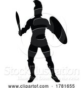 Vector Illustration of Spartan Silhouette Gladiator Trojan Greek Warrior by AtStockIllustration