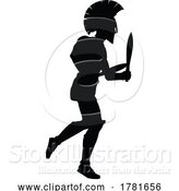 Vector Illustration of Spartan Silhouette Gladiator Trojan Greek Warrior by AtStockIllustration