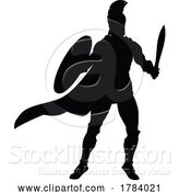 Vector Illustration of Spartan Silhouette Gladiator Trojan Greek Warrior by AtStockIllustration