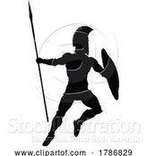 Vector Illustration of Spartan Silhouette Gladiator Trojan Greek Warrior by AtStockIllustration