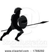 Vector Illustration of Spartan Silhouette Gladiator Trojan Greek Warrior by AtStockIllustration