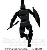 Vector Illustration of Spartan Silhouette Gladiator Trojan Greek Warrior by AtStockIllustration