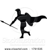 Vector Illustration of Spartan Silhouette Gladiator Trojan Greek Warrior by AtStockIllustration