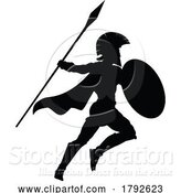 Vector Illustration of Spartan Silhouette Gladiator Trojan Greek Warrior by AtStockIllustration