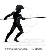 Vector Illustration of Spartan Silhouette Gladiator Trojan Greek Warrior by AtStockIllustration