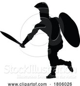 Vector Illustration of Spartan Silhouette Gladiator Trojan Greek Warrior by AtStockIllustration