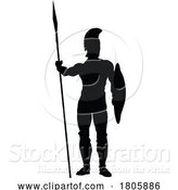 Vector Illustration of Spartan Silhouette Gladiator Trojan Greek Warrior by AtStockIllustration