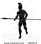 Vector Illustration of Spartan Silhouette Gladiator Trojan Greek Warrior by AtStockIllustration