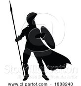 Vector Illustration of Spartan Silhouette Gladiator Trojan Greek Warrior by AtStockIllustration