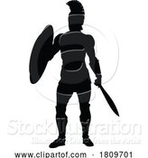 Vector Illustration of Spartan Silhouette Gladiator Trojan Greek Warrior by AtStockIllustration