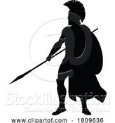 Vector Illustration of Spartan Silhouette Gladiator Trojan Greek Warrior by AtStockIllustration