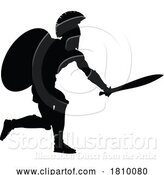 Vector Illustration of Spartan Silhouette Gladiator Trojan Greek Warrior by AtStockIllustration