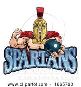 Vector Illustration of Spartan Trojan Bowling Sports Mascot by AtStockIllustration