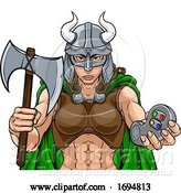 Vector Illustration of Spartan Trojan Female Warrior Gamer Lady by AtStockIllustration