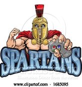 Vector Illustration of Spartan Trojan Gamer Gladiator Controller Mascot by AtStockIllustration