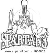 Vector Illustration of Spartan Trojan Gladiator Baseball Warrior Lady by AtStockIllustration