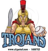 Vector Illustration of Spartan Trojan Gladiator Baseball Warrior Lady by AtStockIllustration