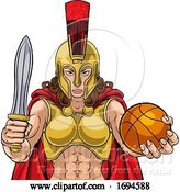 Vector Illustration of Spartan Trojan Gladiator Basketball Warrior Lady by AtStockIllustration
