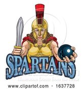 Vector Illustration of Spartan Trojan Gladiator Bowling Warrior Lady by AtStockIllustration