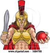 Vector Illustration of Spartan Trojan Gladiator Cricket Warrior Lady by AtStockIllustration