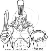 Vector Illustration of Spartan Trojan Gladiator Football Warrior Lady by AtStockIllustration