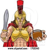 Vector Illustration of Spartan Trojan Gladiator Football Warrior Lady by AtStockIllustration