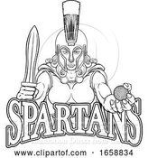 Vector Illustration of Spartan Trojan Gladiator Golf Warrior Lady by AtStockIllustration
