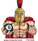 Vector Illustration of Spartan Trojan Pool Ball Billiards Mascot by AtStockIllustration